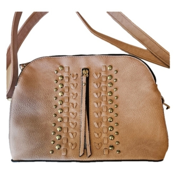 Sam & Hadley Mauve Pink studded shoulder Bag Tassel gold hardware pre-loved - Picture 3 of 16